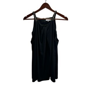 Calvin Klein‎ Women's XL Black Draped Tank Top Gold Chain Straps